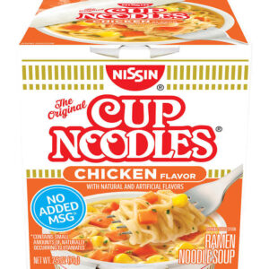 Nissin Cup Noodles Flavored Soup, Chicken, 2.5 oz, 24 ct