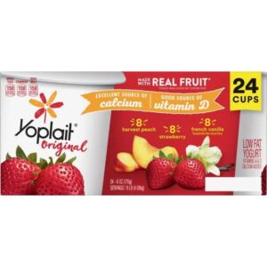 Yoplait Original Low Fat Yogurt, Variety Pack, 6 oz, 24 ct
