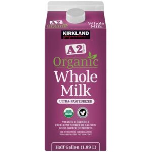 Kirkland Signature A2 Organic Whole Milk, Half Gallon, 4 ct