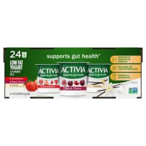 Activia Lowfat Yogurt, Variety Pack, 4 oz, 24 ct