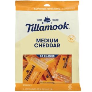 Tillamook Medium Cheddar Snacking Cheese, 0.75 oz, 52 ct