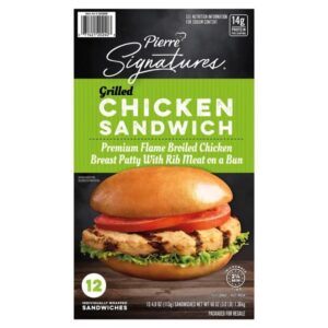 Pierre Signatures Grilled Chicken Sandwich, 4 oz, 12 ct