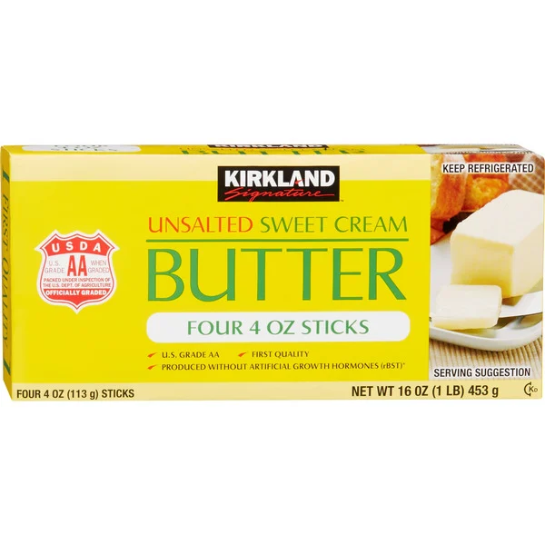 Kirkland Signature Butter Unsalted Stick 1 lb 4 ct - Alaska Grocery Co Kirkland Signature Unsalted Butter – 1 lb, 4 Count