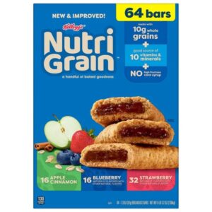 Kellogg's Nutri-Grain Breakfast Bars, Variety Pack, 1.3 oz, 64 ct