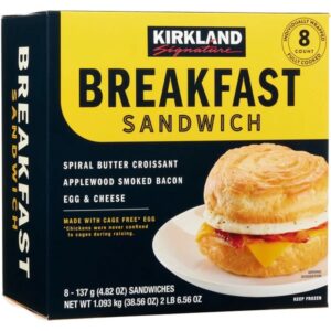 Kirkland Signature Croissant Breakfast Sandwich, Applewood Smoked Bacon, Egg and Cheese, 4.82 oz, 8