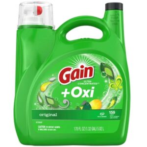 Gain+Oxi Liquid Laundry Detergent, Ultra Concentrated, HE Compatible, Original Scent, 170 fl oz