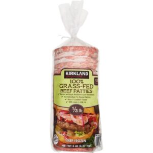 Kirkland Signature Grass-Fed Beef Patties, 1/3 lb Patty, 15 ct