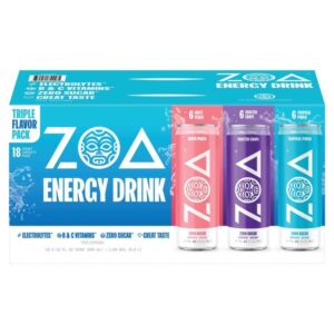 ZOA Energy Drink, Zero Sugar, Variety Pack, 12 fl oz, 18 ct