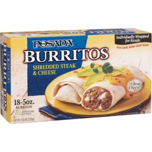 Posada Burritos, Shredded Steak & Cheese, 5 oz, 18 ct